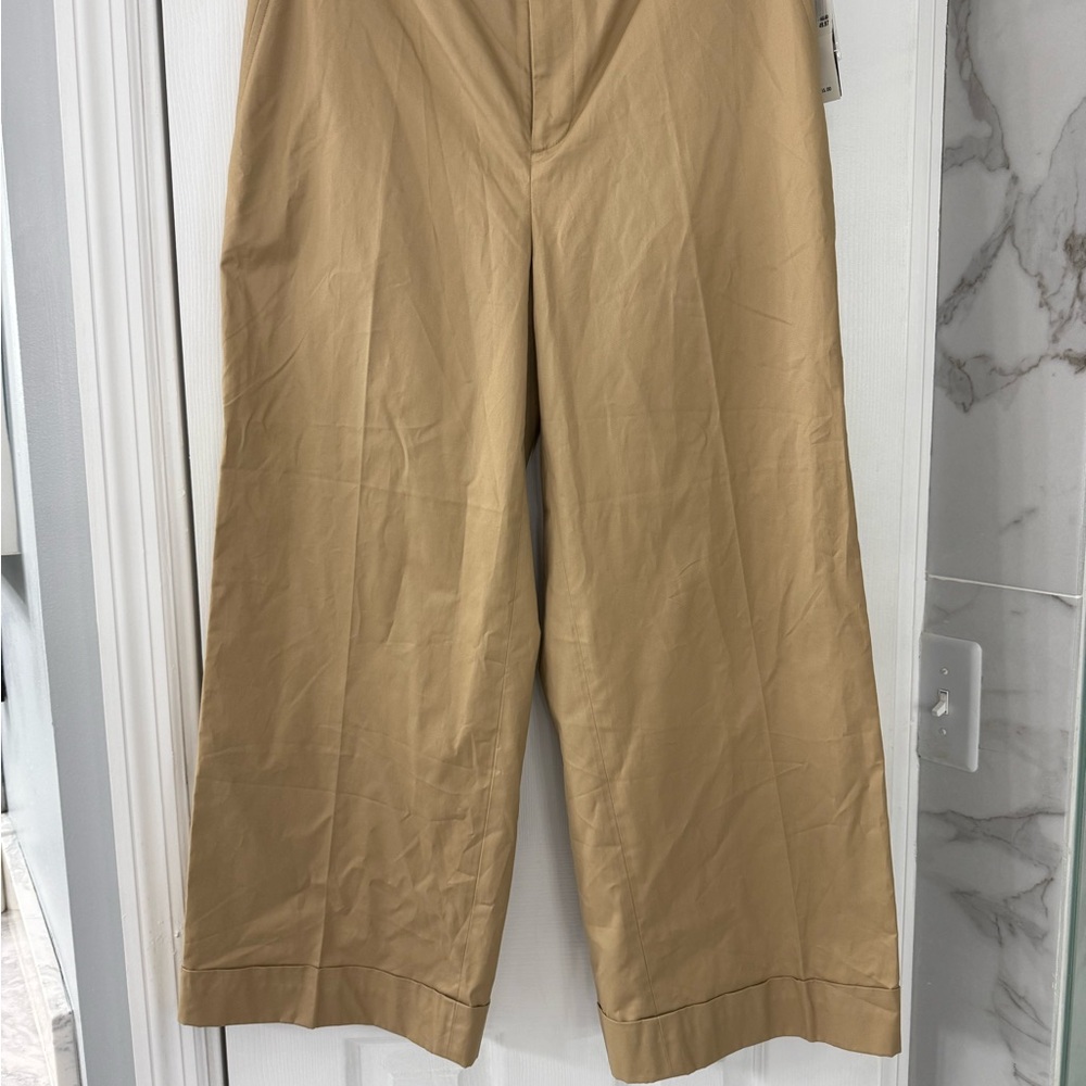 Lauren Ralph Lauren Tan WIDE Leg Cropped Trousers 10 NWT NEW